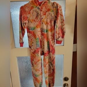Girl's Size 7/8 PJ Place Tye Dye Fleece Onesie